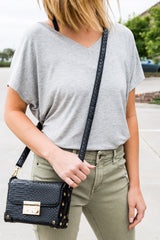 The Classic Crocodile Clutch- Black