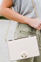 The Chained Up Classic Clutch- Beige