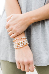 The Layered Beaded Bracelet- Nude/White/Gold