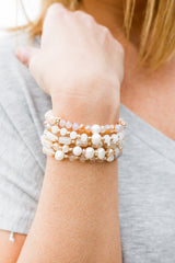 The Layered Beaded Bracelet- Nude/White/Gold