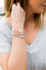 The Layered Beaded Bracelet- Gray/Pink/Gold