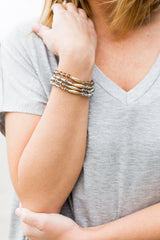 The Layered Up Beaded Bracelet- Beige