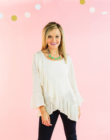 Creme De La Creme Ruffle Top