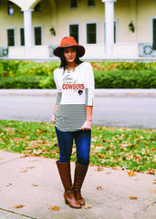 Oklahoma State "Meet Me in the Middle" Button Back Flowy Top