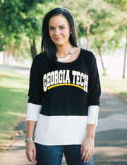 Georgia Tech Yellowjackets Colorblock Zipper Tunic Top