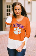 Clemson Colorblock Zipper Tunic Top