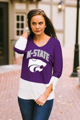 Kansas State Colorblock Zipper Tunic Top