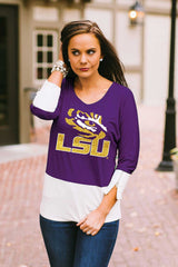 LSU Colorblock Zipper Tunic Top