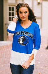 Dallas Mavericks Colorblock Zipper Tunic Top