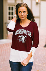 Mississippi State Colorblock Zipper Tunic Top