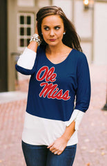 Ole Miss Colorblock Zipper Tunic Top