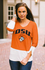 Oklahoma State Colorblock Zipper Tunic Top