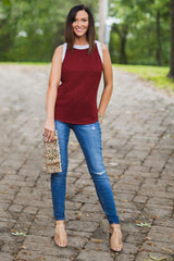 All The Way Up High Contrast Tank in crimson