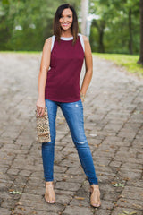 All The Way Up High Contrast Tank in Garnet