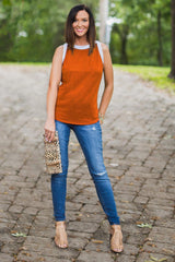 All The Way Up High Contrast Tank in Orange