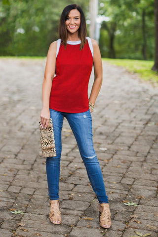 All The Way Up High Contrast Tank in Red