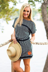Clemson Tigers Staycation Stripes Drawstring Dress