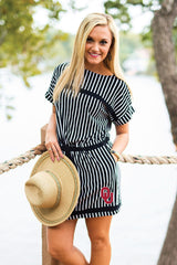 Oklahoma Sooners Staycation Stripes Drawstring Dress