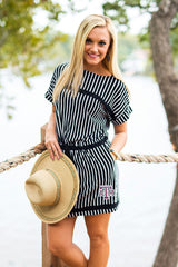 Texas A&M Aggies Staycation Stripes Drawstring Dress