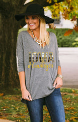 University of Iowa Dropped Hem V-Neck Tee