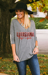 University of Louisiana Lafayette Dropped Hem V-Neck Tee