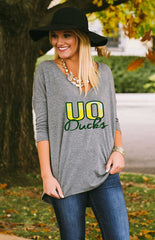 Oregon Dropped Hem V-Neck Tee