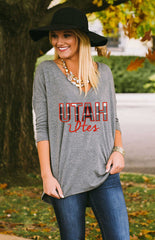 University of Utah Dropped Hem V-Neck Tee
