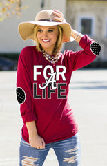 Alabama "Fan for Life" Elbow Patch Tee Crimson