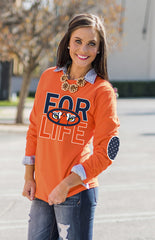 AUBURN 'FAN FOR LIFE' ELBOW PATCH TEE ORANGE