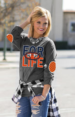 AUBURN 'FAN FOR LIFE' ELBOW PATCH TEE GREY