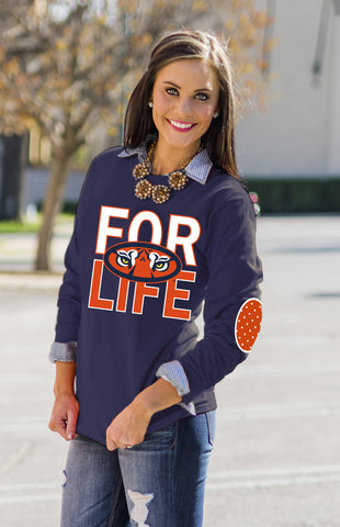 AUBURN 'FAN FOR LIFE' ELBOW PATCH TEE