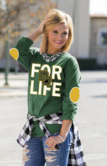 BAYLOR 'FAN FOR LIFE' ELBOW PATCH TEE