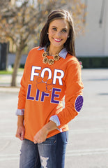 CLEMSON 'FAN FOR LIFE' ELBOW PATCH TEE