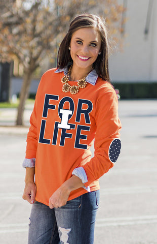ILLINOIS 'FAN FOR LIFE' ELBOW PATCH TEE