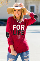 INDIANA 'FAN FOR LIFE' ELBOW PATCH TEE