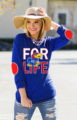 KANSAS 'FAN FOR LIFE' ELBOW PATCH TEE