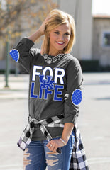 KENTUCKY 'FAN FOR LIFE' ELBOW PATCH TEE GREY