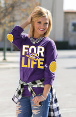 LSU 'FAN FOR LIFE' ELBOW PATCH TEE