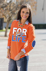 OKLAHOMA CITY THUNDER STATE 'FAN FOR LIFE' ELBOW PATCH TEE - ORANGE