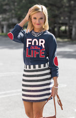 OLE MISS 'FAN FOR LIFE' ELBOW PATCH TEE