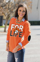 OKLAHOMA STATE 'FAN FOR LIFE' ELBOW PATCH TEE