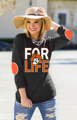 OKLAHOMA STATE 'FAN FOR LIFE' ELBOW PATCH TEE BLACK