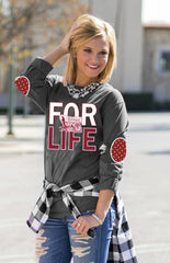 OKLAHOMA 'FAN FOR LIFE' ELBOW PATCH TEE GREY