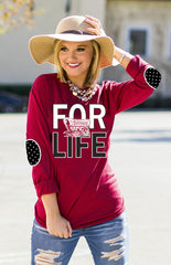 OKLAHOMA 'FAN FOR LIFE' ELBOW PATCH TEE
