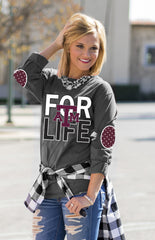 TEXAS A&M 'FAN FOR LIFE' ELBOW PATCH TEE GREY