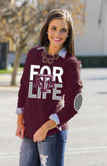 TEXAS A&M 'FAN FOR LIFE' ELBOW PATCH TEE