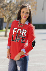 TEXAS TECH 'FAN FOR LIFE' ELBOW PATCH TEE