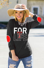 TEXAS TECH 'FAN FOR LIFE' ELBOW PATCH TEE BLACK