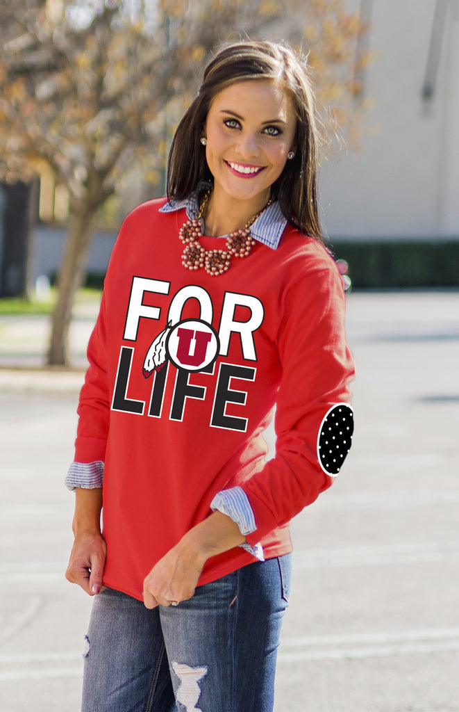 UTAH 'FAN FOR LIFE' ELBOW PATCH TEE