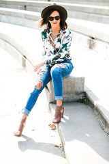 The Floral Statement Blouse - Green
